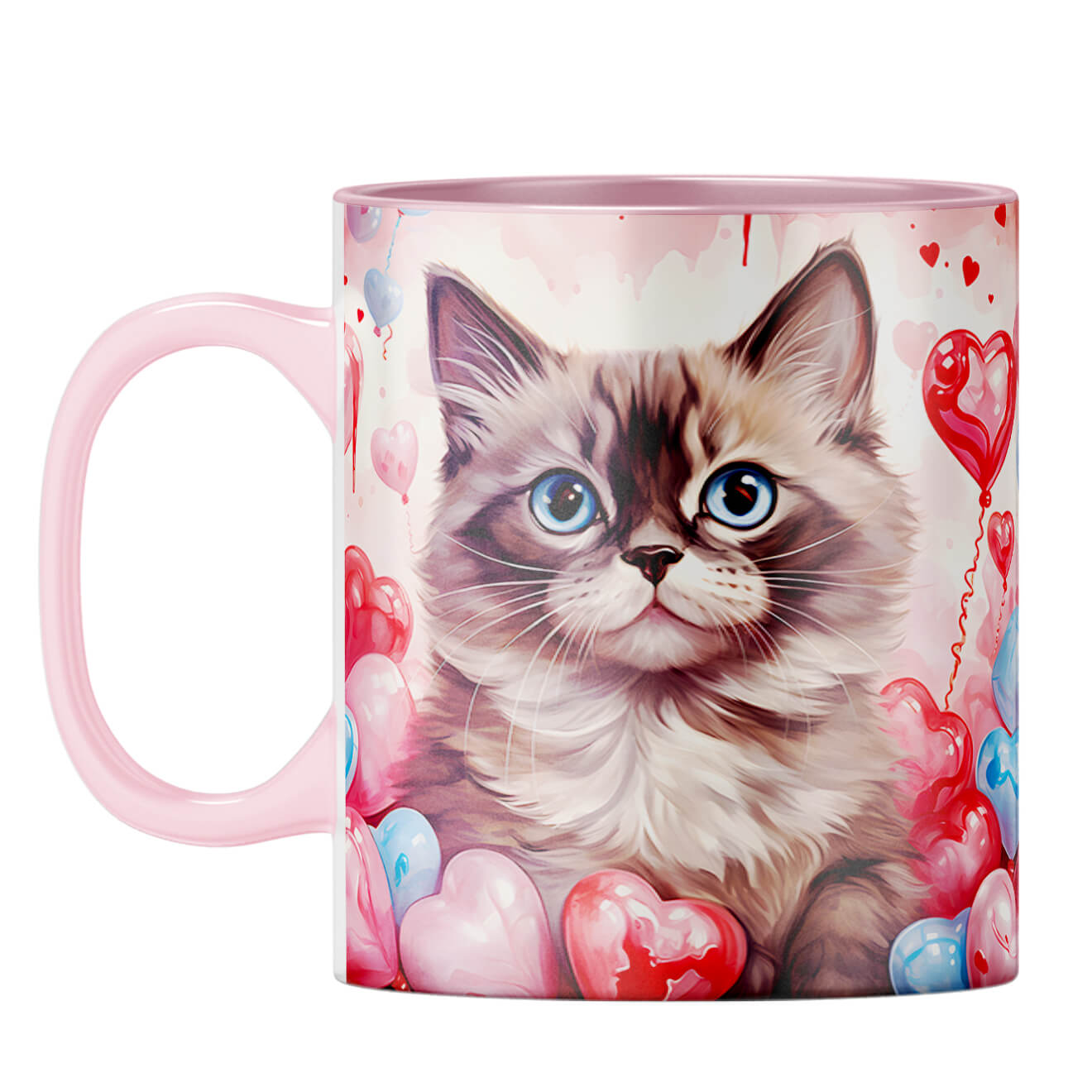 YuBingo Expressive Cute Cat Coffee Mug Pink