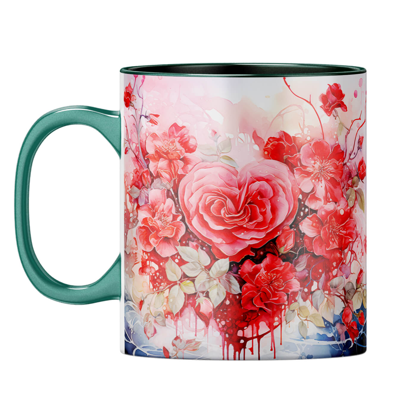 YuBingo Flowery Hearts Elegance Coffee Mug Dark Green