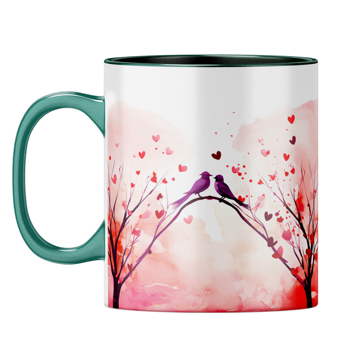 YuBingo Loving Birds Serenade Coffee Mug Dark Green