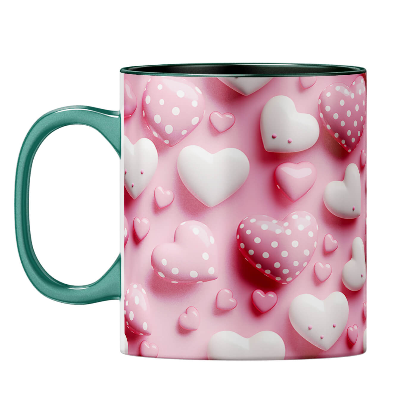 YuBingo Pink Hearts Harmony Coffee Mug Dark Green