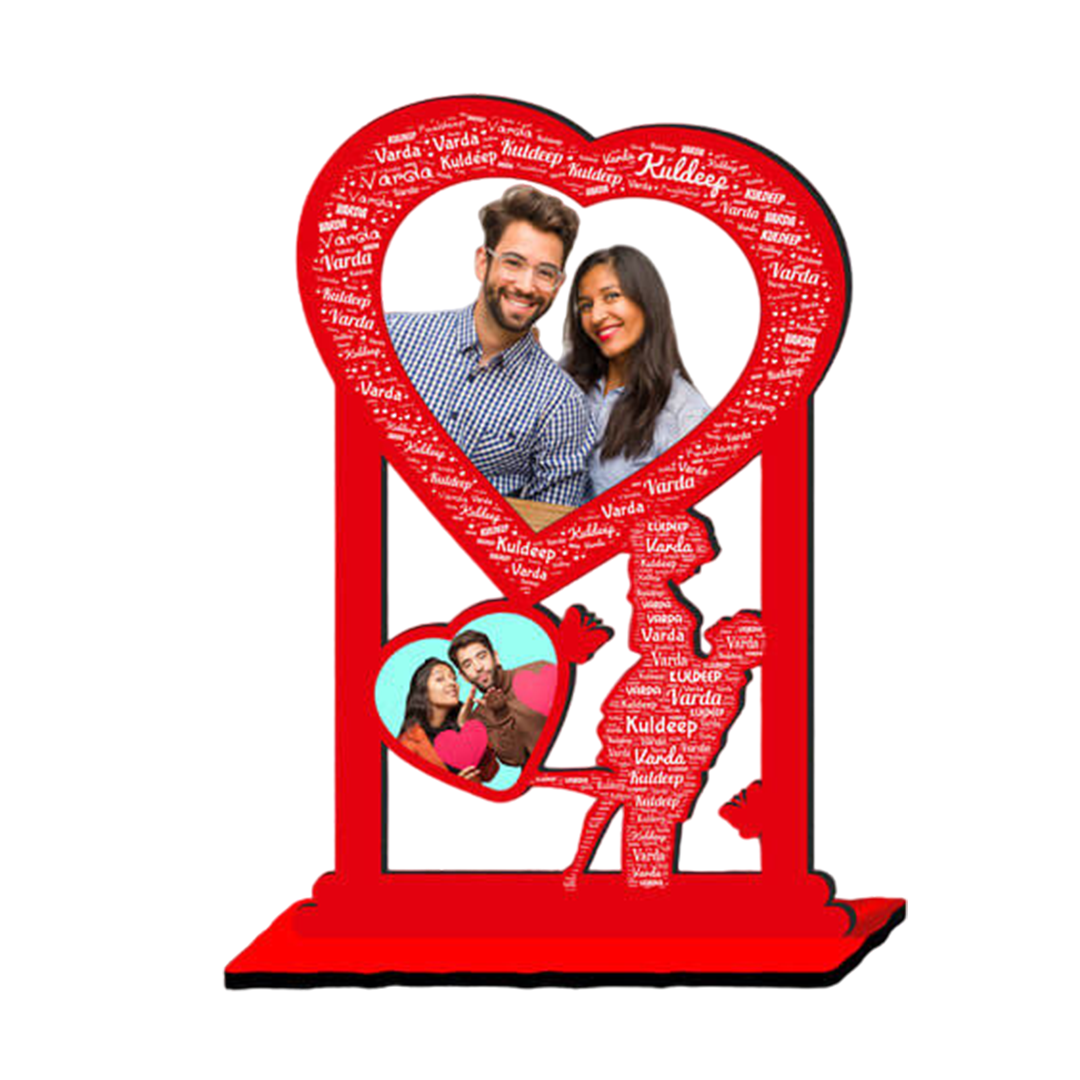 High Gloss Wood Cut Out Photo Frame with Name