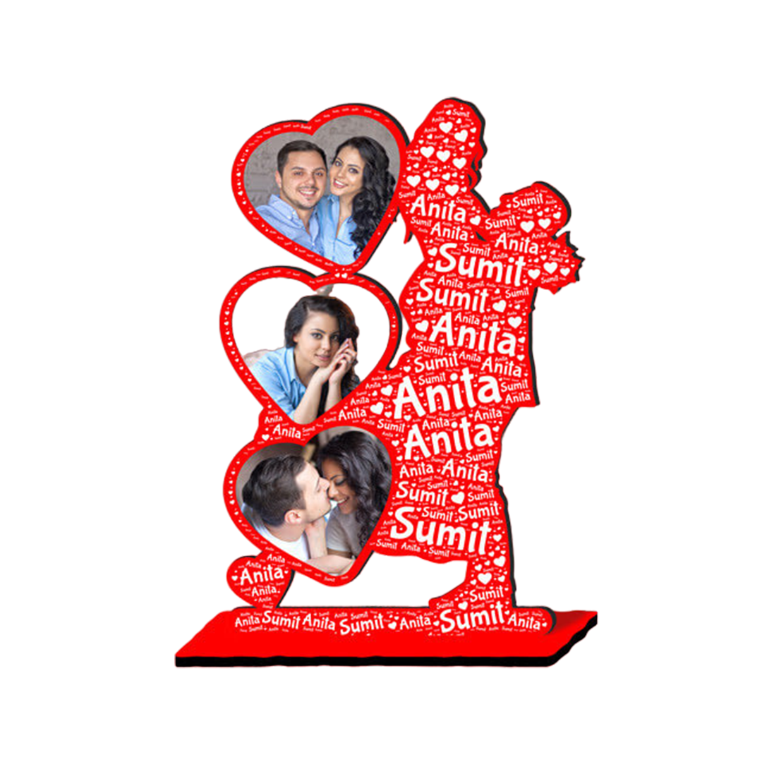 High Gloss Wood Cut Out Photo Frame with Name