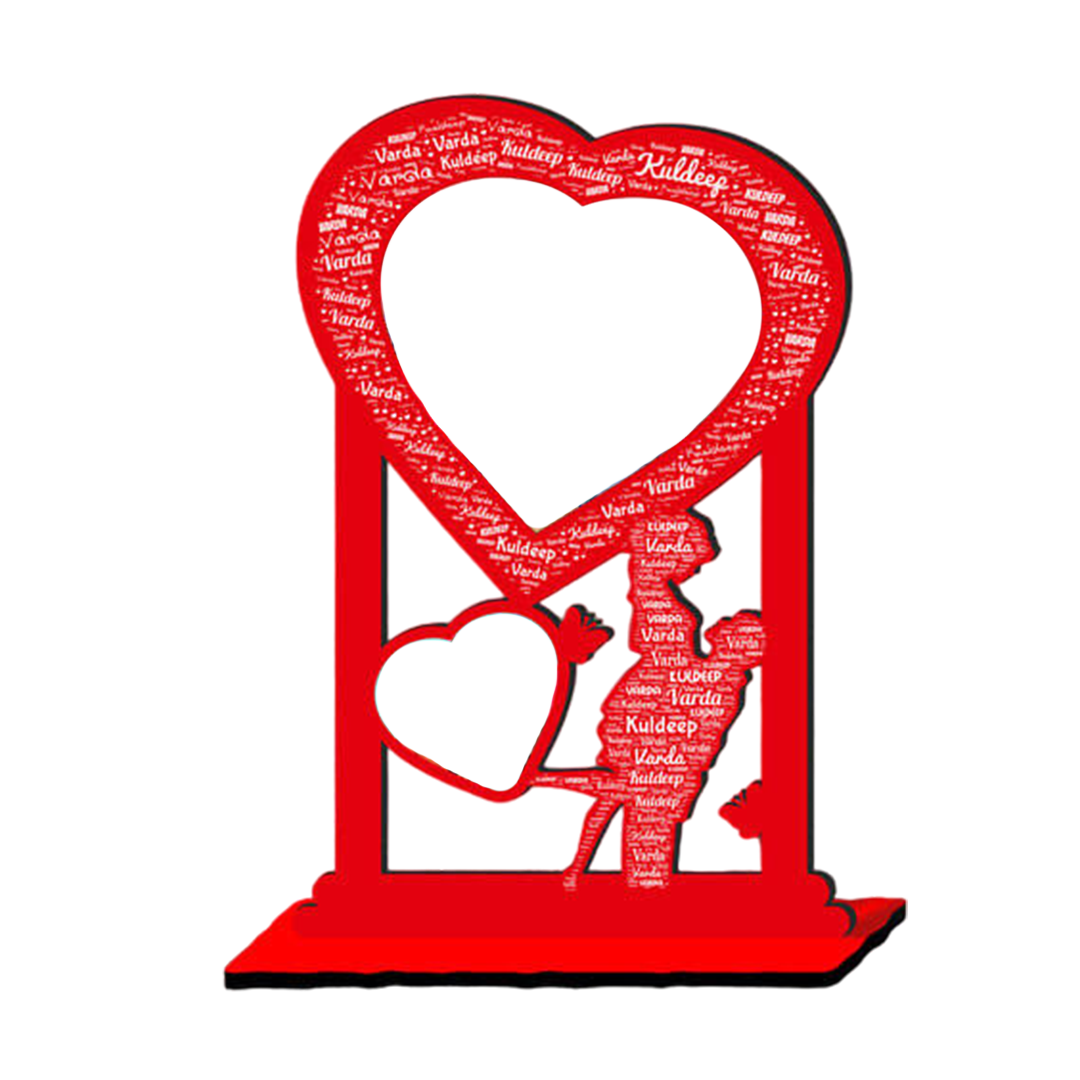 High Gloss Wood Cut Out Photo Frame with Name