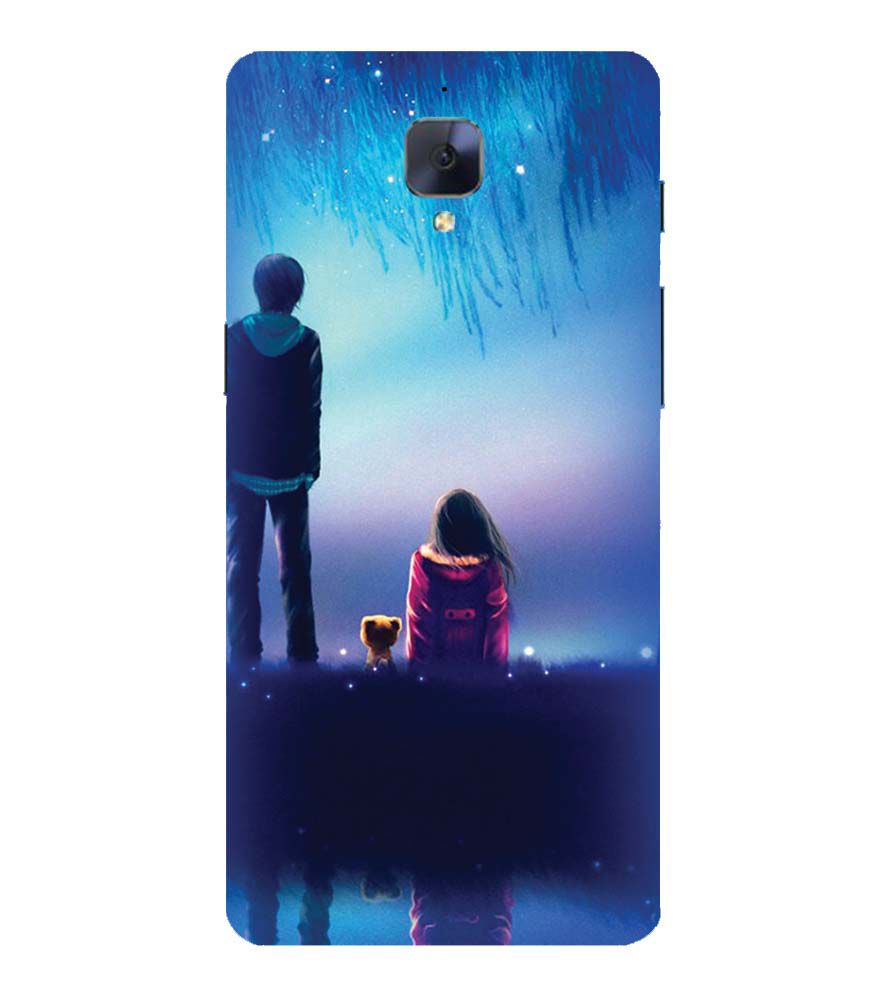 BT0106-A Girl And Boy With Blue Night Background Back Cover for OnePlus 3 and OnePlus 3T
