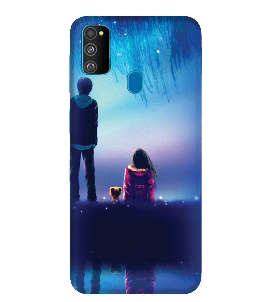BT0106-A Girl And Boy With Blue Night Background Back Cover for Samsung Galaxy M30s