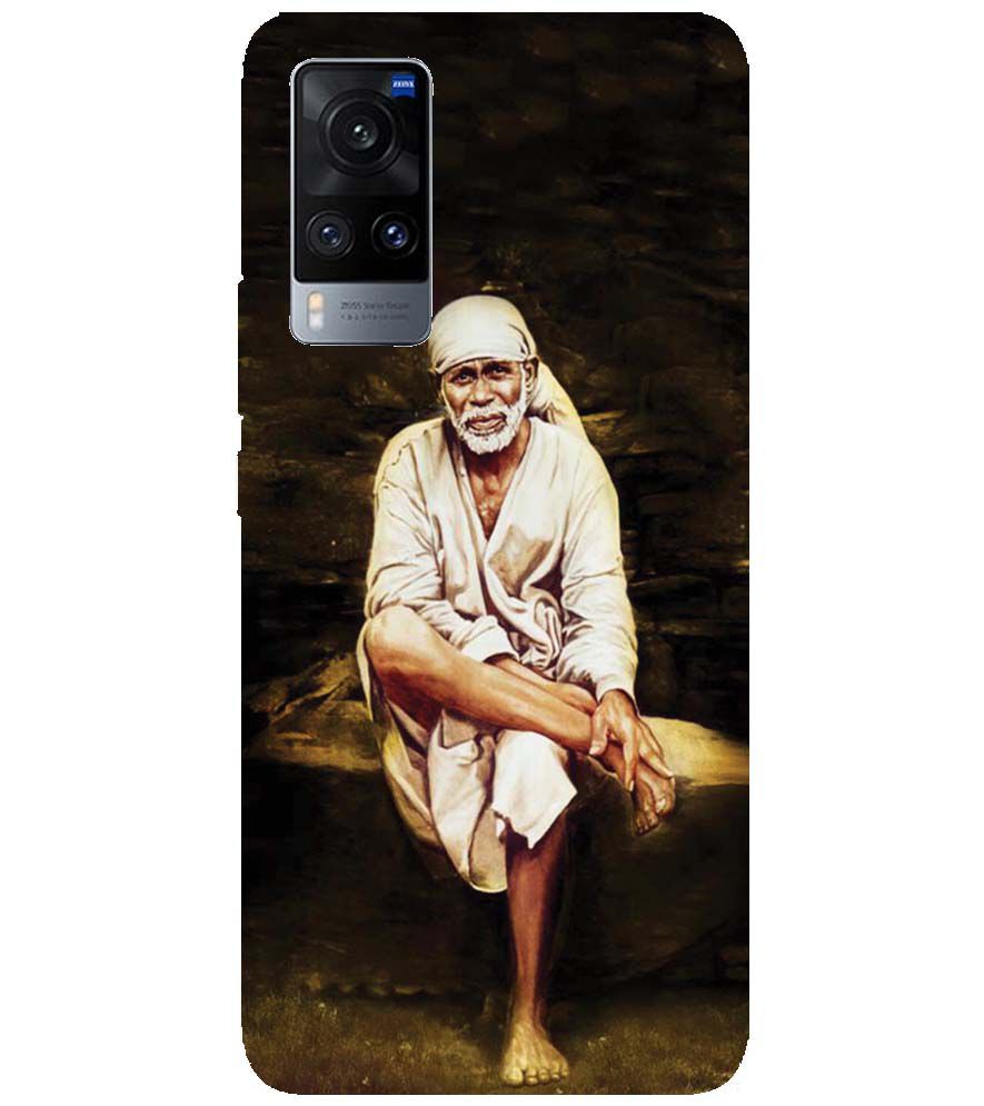 D1542-Sai Baba Sitting On Stone Back Cover for vivo X60