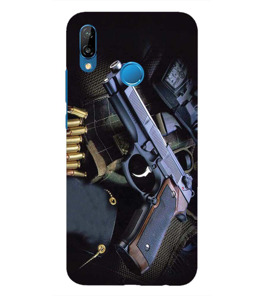 D1624-Guns And Bullets Back Cover for Huawei P20 Lite