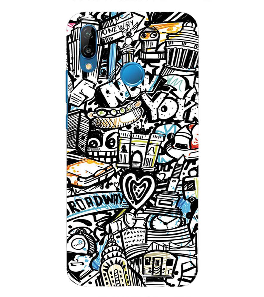 D2074-Cool Graffiti Back Cover for Huawei P20 Lite