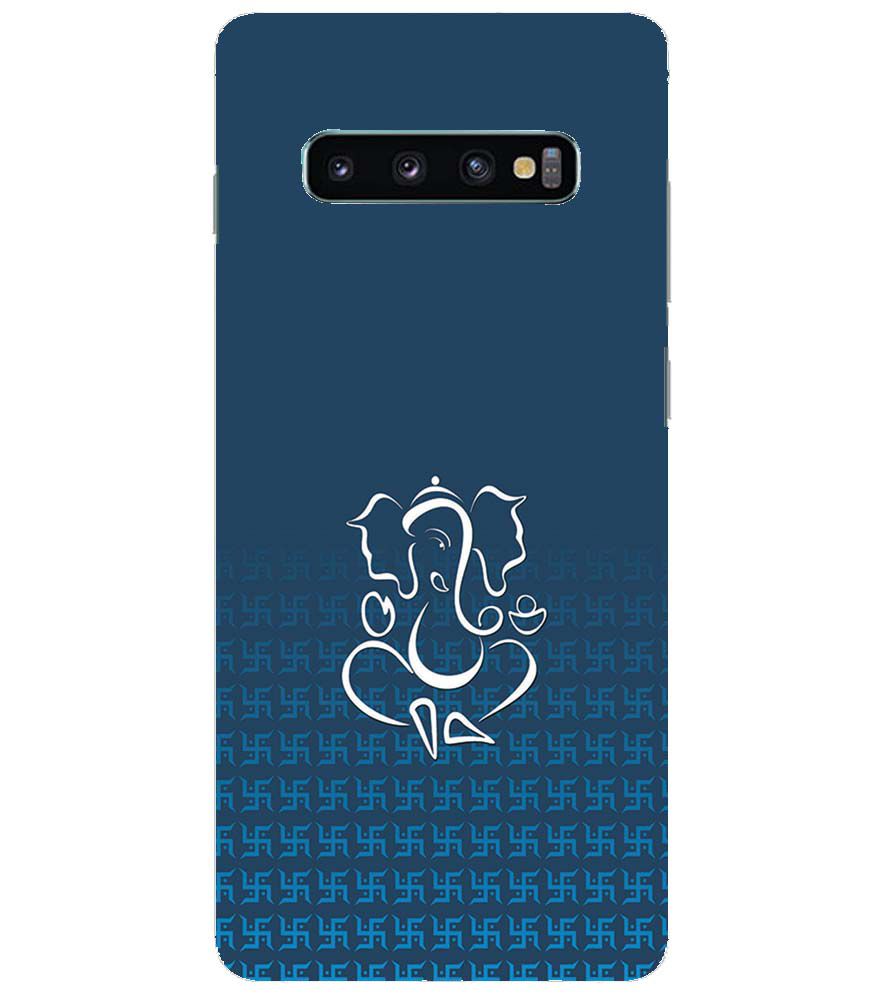 H0056-Swastik and Ganesha Back Cover for Samsung Galaxy S10+ (Plus with 6.4 Inch Screen)