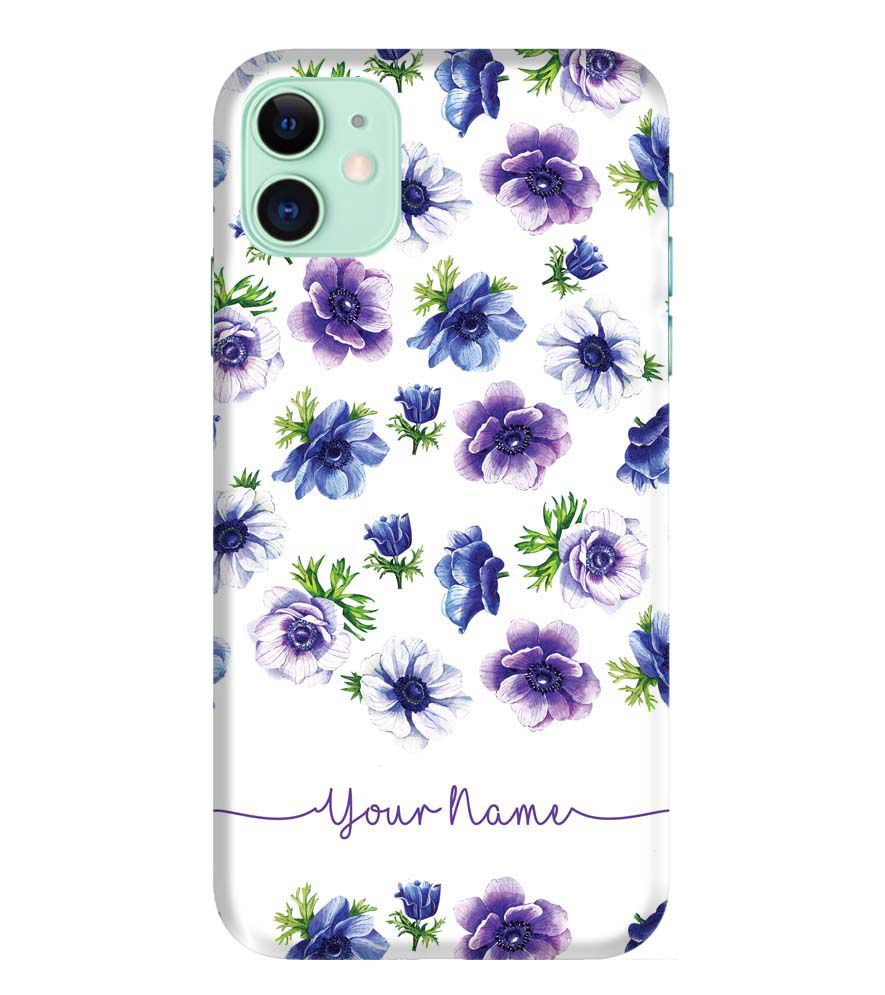 IK5005-Purple Flowers with Name Back Cover for Apple iPhone 11