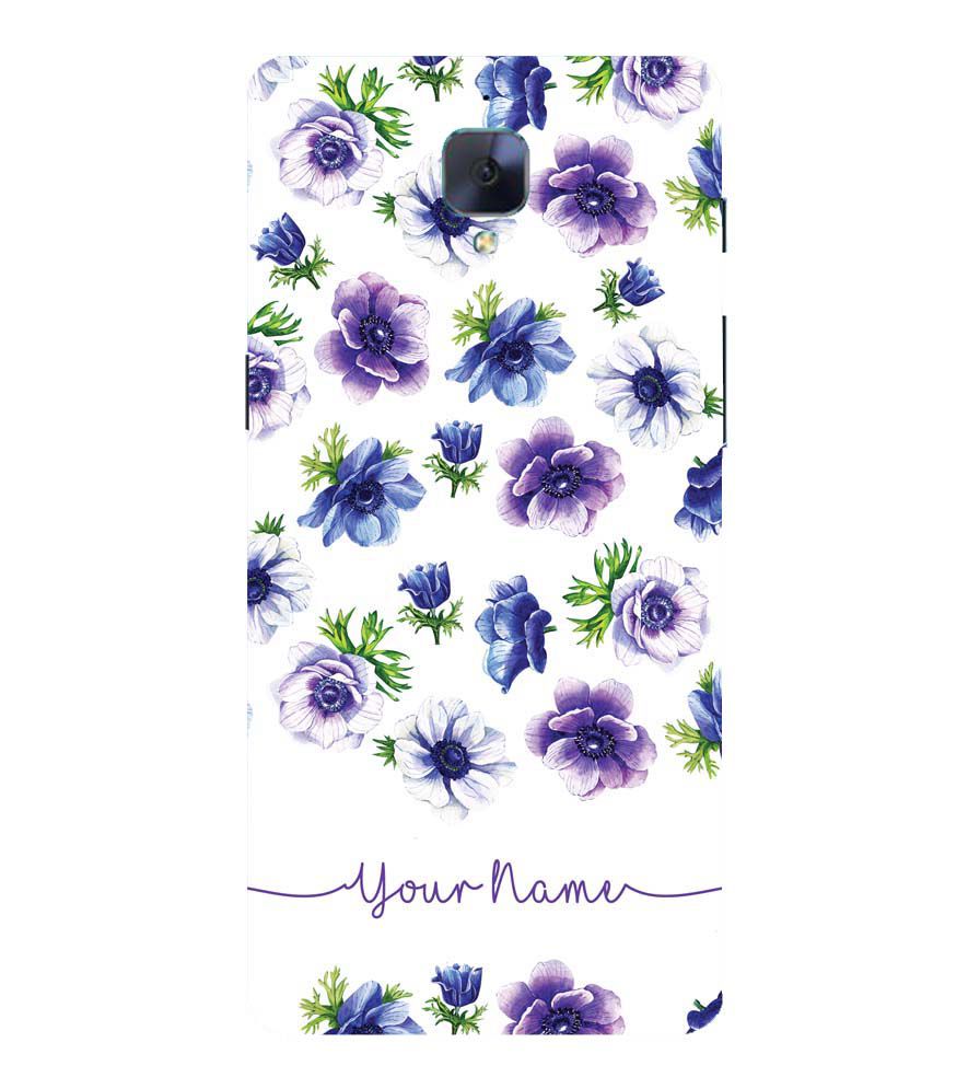 IK5005-Purple Flowers with Name Back Cover for OnePlus 3 and OnePlus 3T
