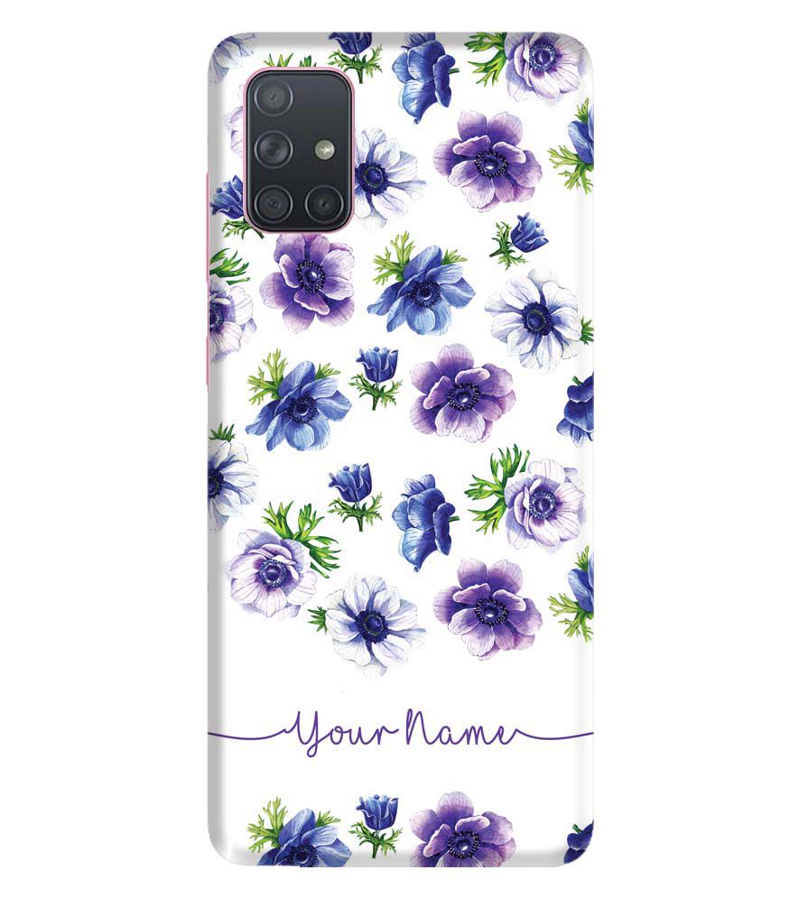 IK5005-Purple Flowers with Name Back Cover for Samsung Galaxy A71