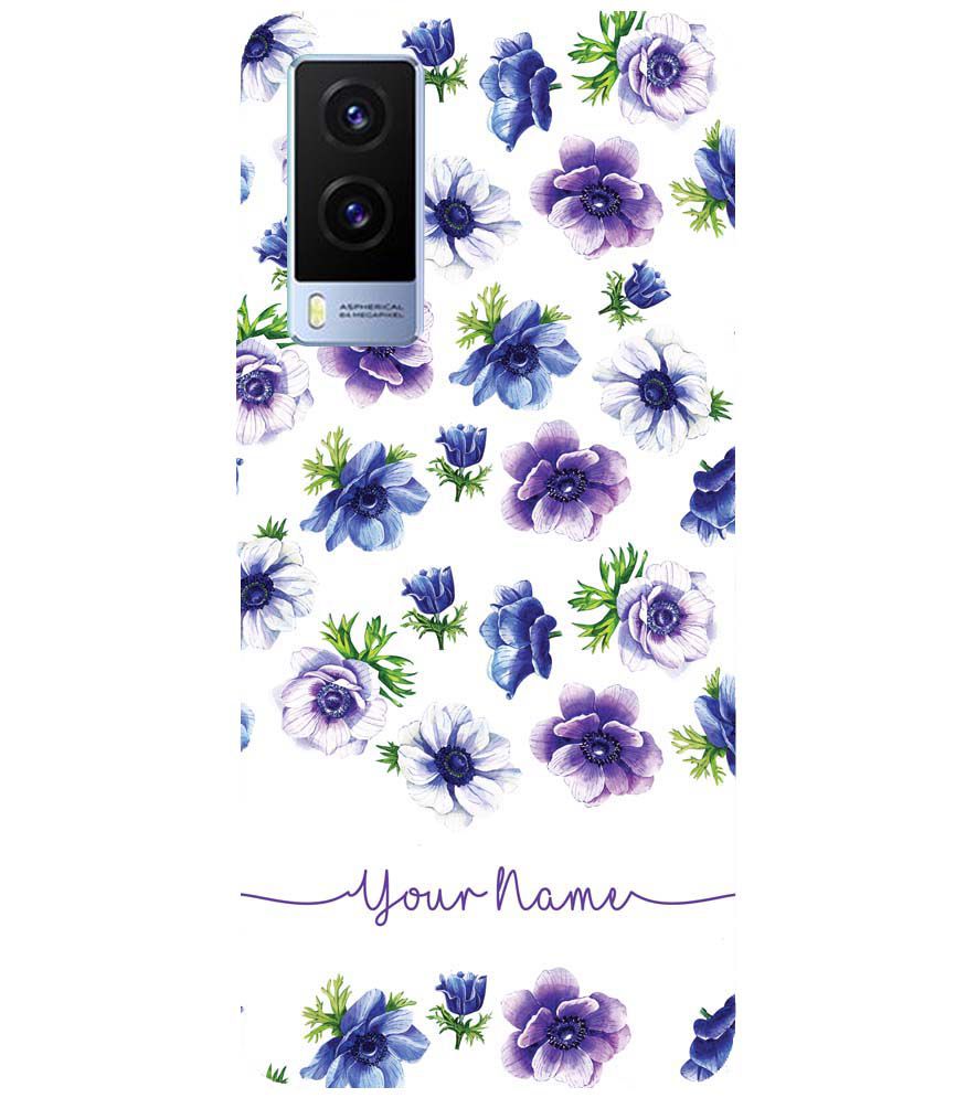 IK5005-Purple Flowers with Name Back Cover for Vivo V21e 5G