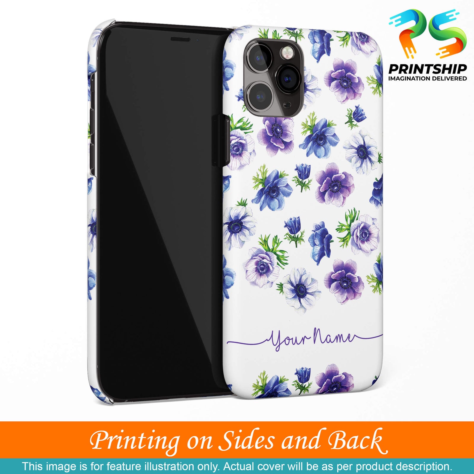 IK5005-Purple Flowers with Name Back Cover for OnePlus 3 and OnePlus 3T-Image3