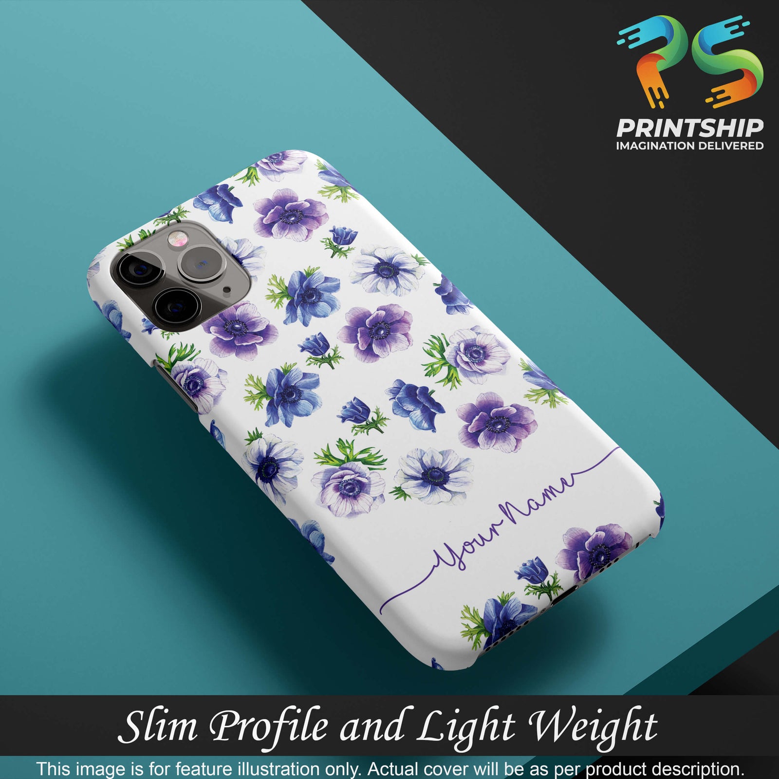 IK5005-Purple Flowers with Name Back Cover for OnePlus 8-Image4