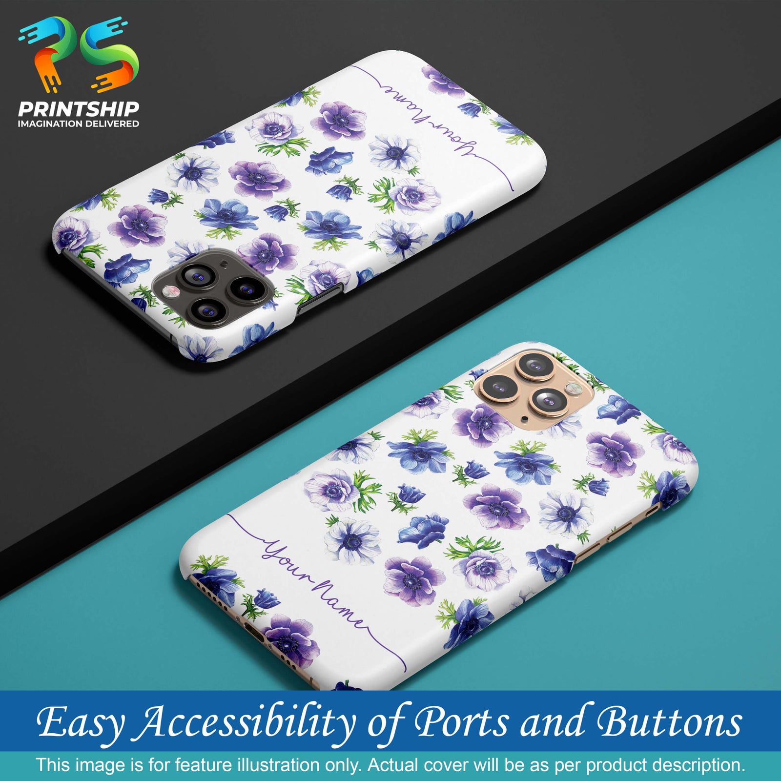IK5005-Purple Flowers with Name Back Cover for Vivo V21e 5G-Image5