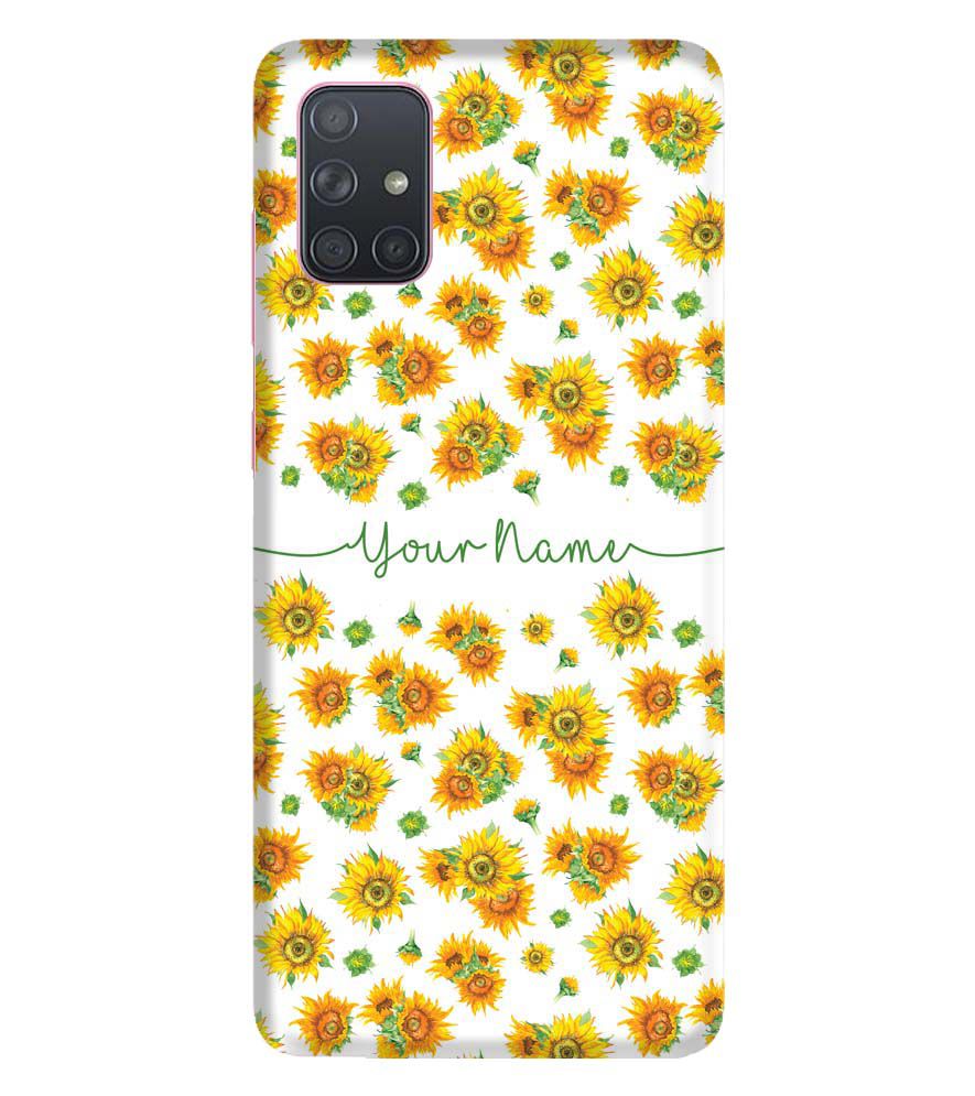 IK5006-Yellow Flowers with Name Back Cover for Samsung Galaxy A71