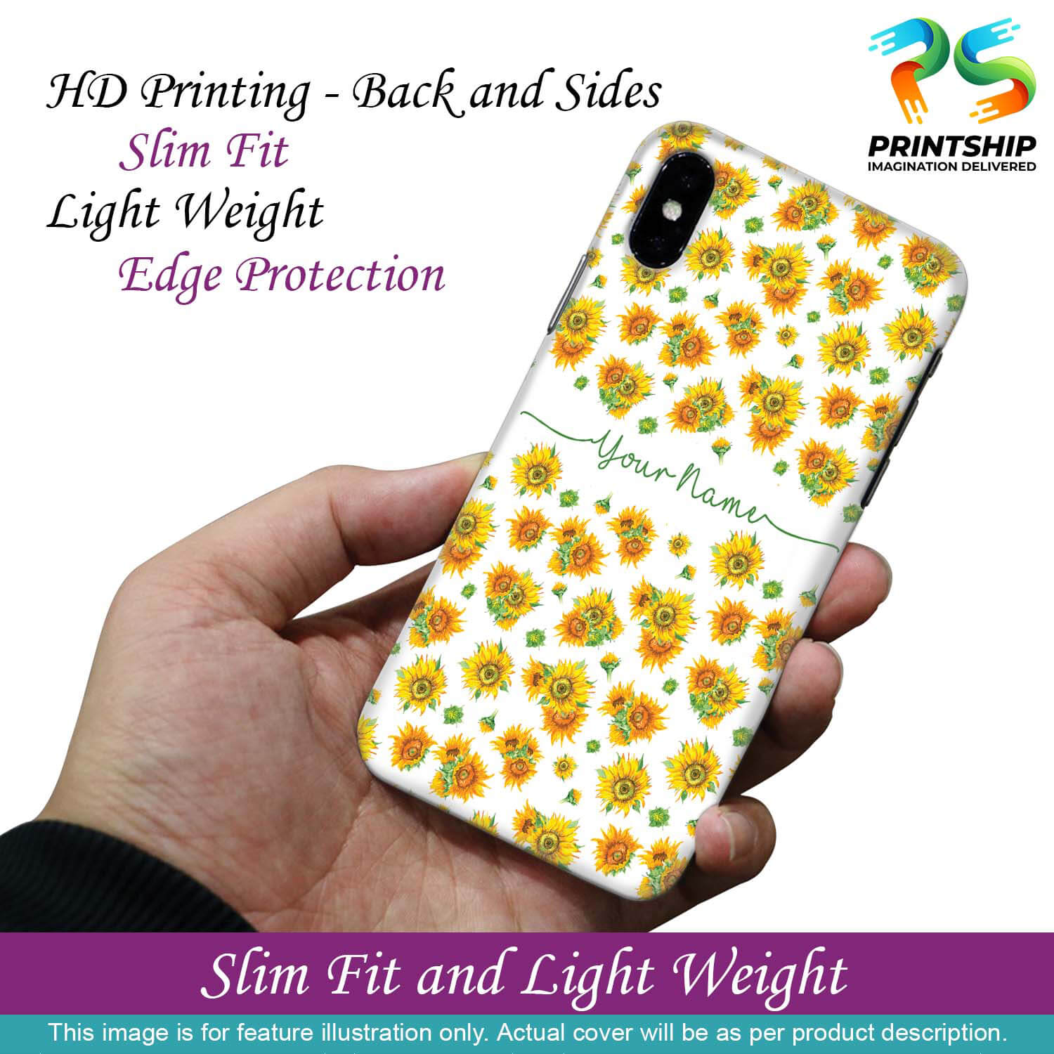IK5006-Yellow Flowers with Name Back Cover for Apple iPhone 13-Image2