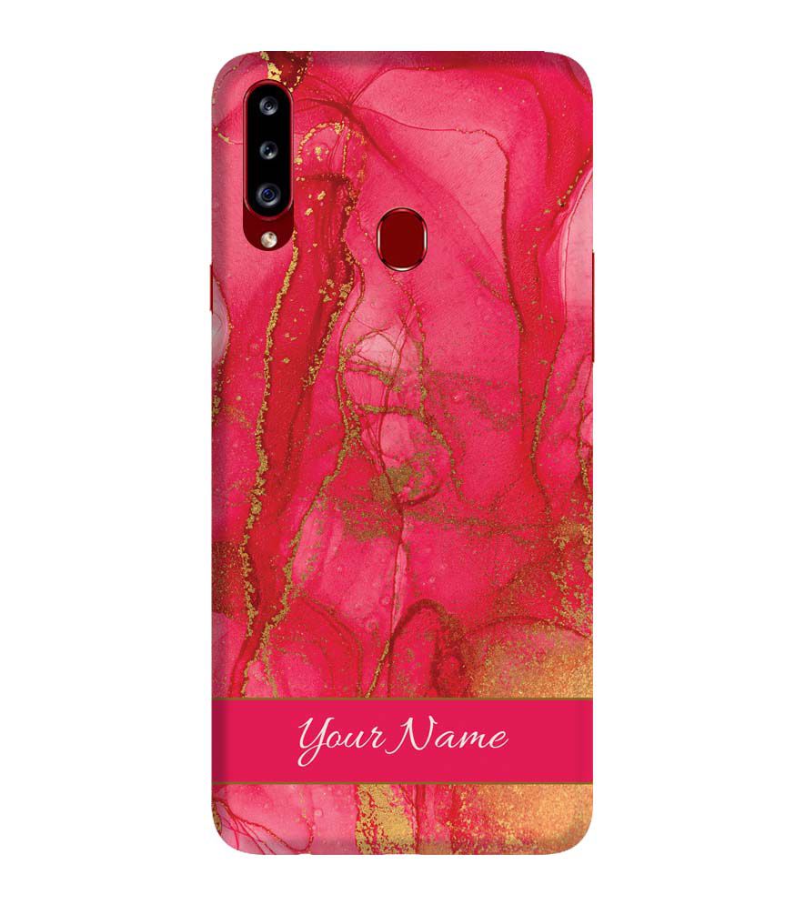 IK5010-Hot Pink Marble with Name Back Cover for Samsung Galaxy A20s