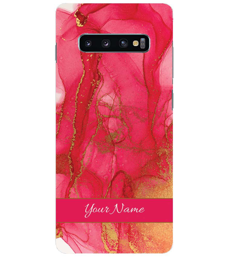 IK5010-Hot Pink Marble with Name Back Cover for Samsung Galaxy S10+ (Plus with 6.4 Inch Screen)