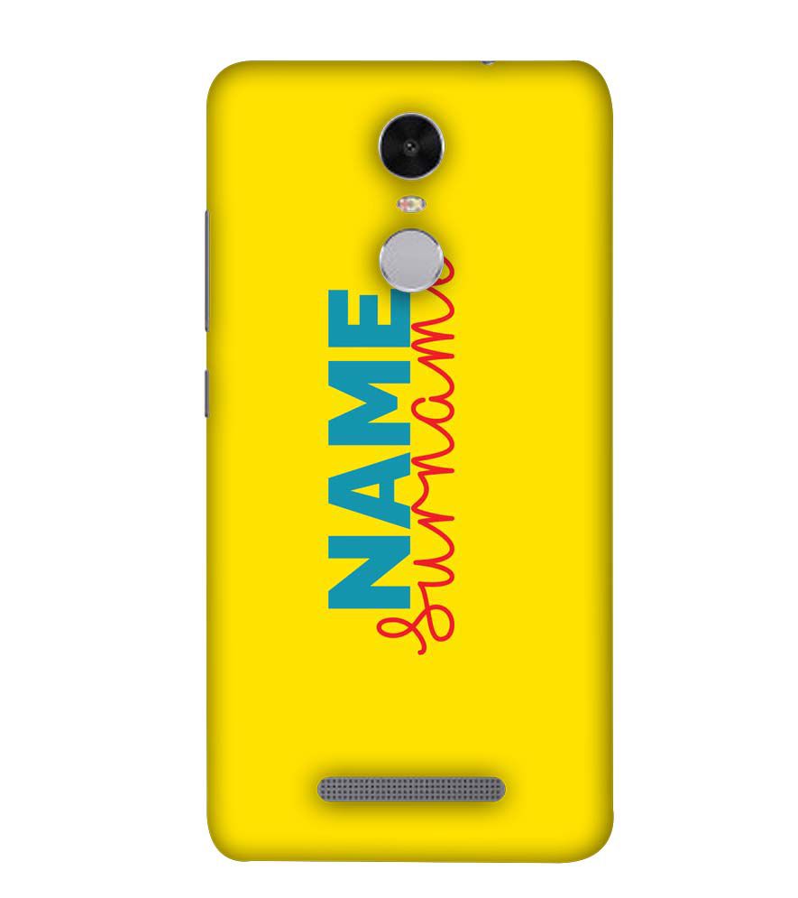 IK5016-Yellow Name and Surname Back Cover for Xiaomi Redmi Note 4