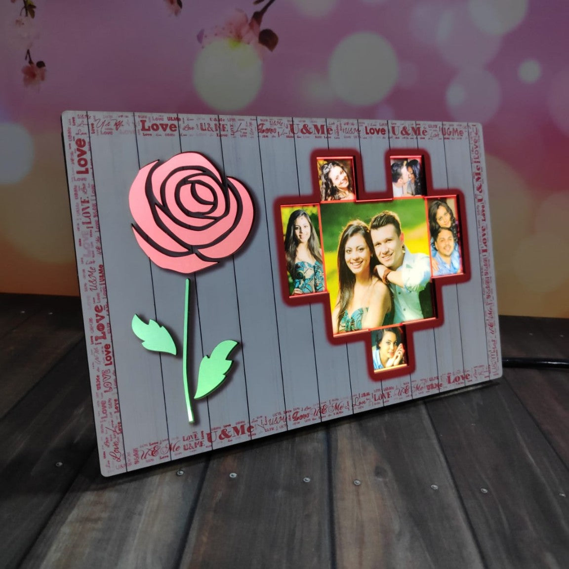 Red Rose LED Table Stand