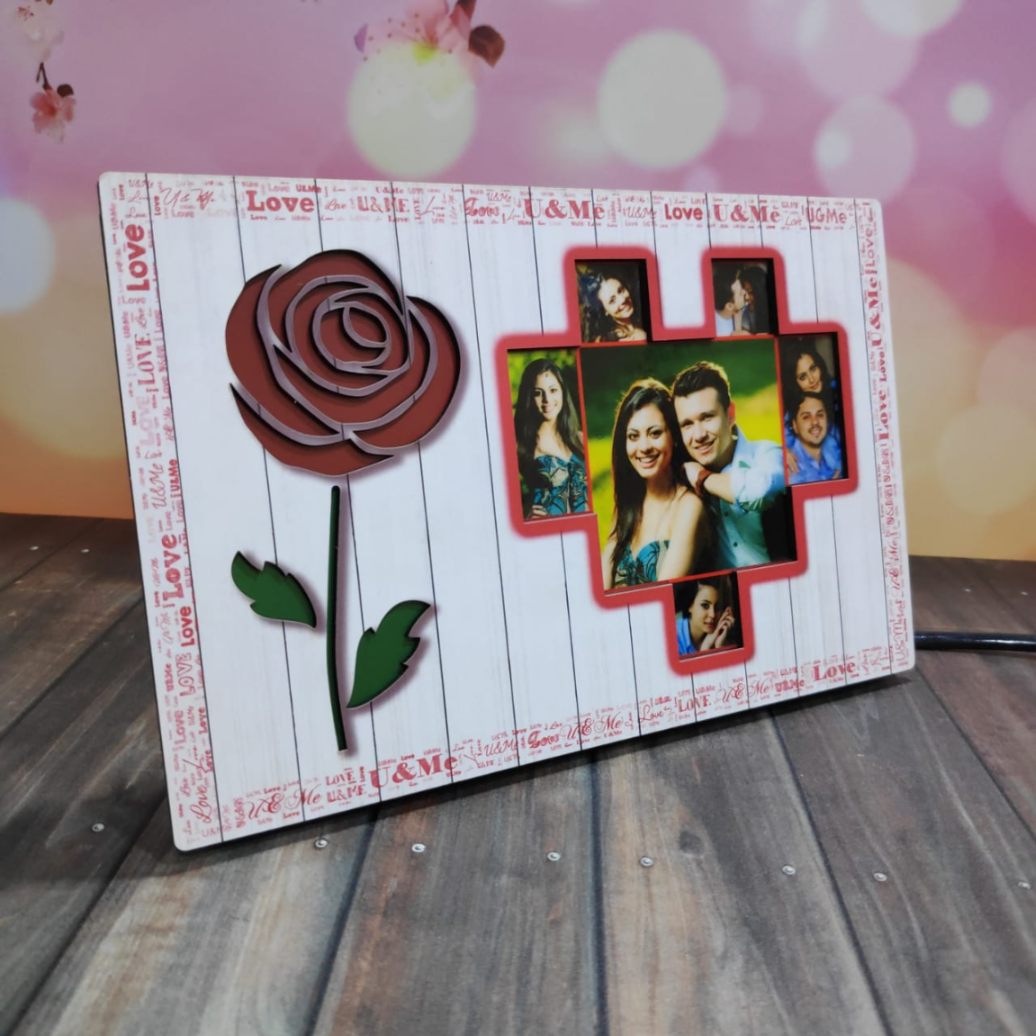 Red Rose LED Table Stand