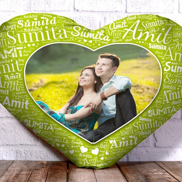 Heart Shape Name Mosaic Cushion