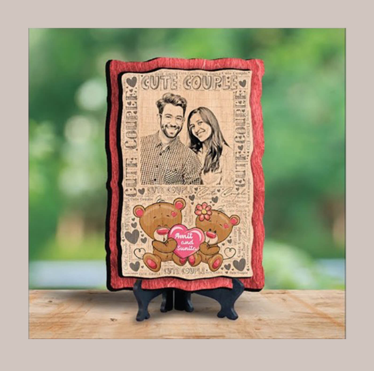 Wooden Plaque Photo Frame - MDF Wood, 6x8 Inches - product image 2
