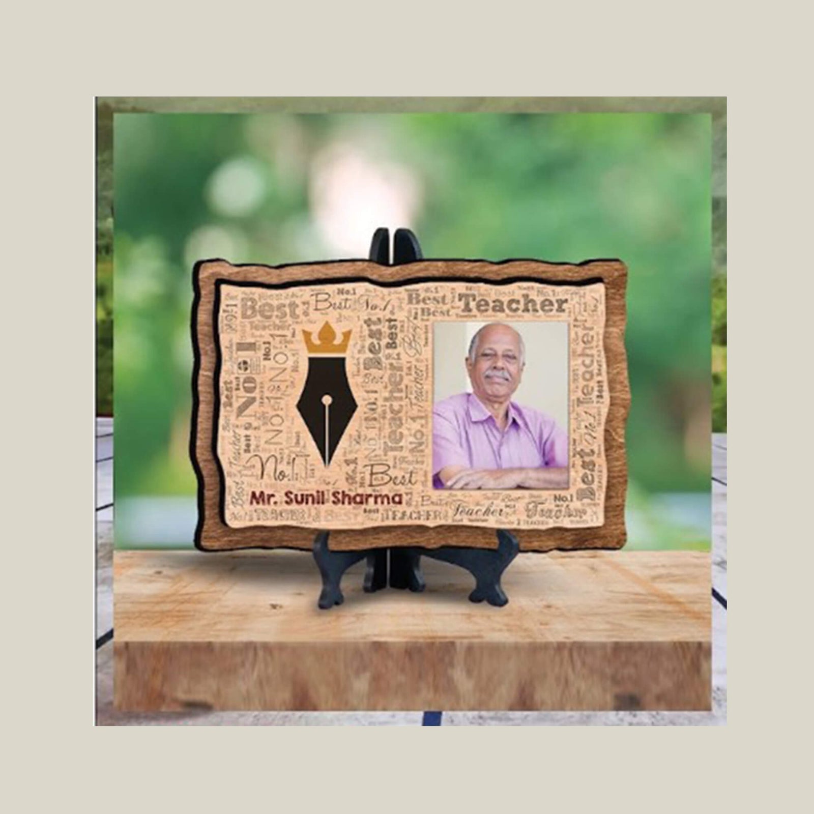 Wooden Plaque Photo Frame - MDF Wood, 8x6 Inches - product image 2