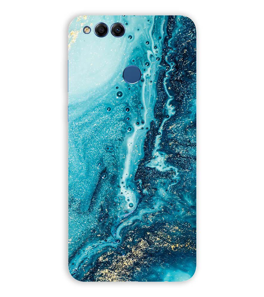 PS1317-Blue Marbles Back Cover for Huawei Honor 7X