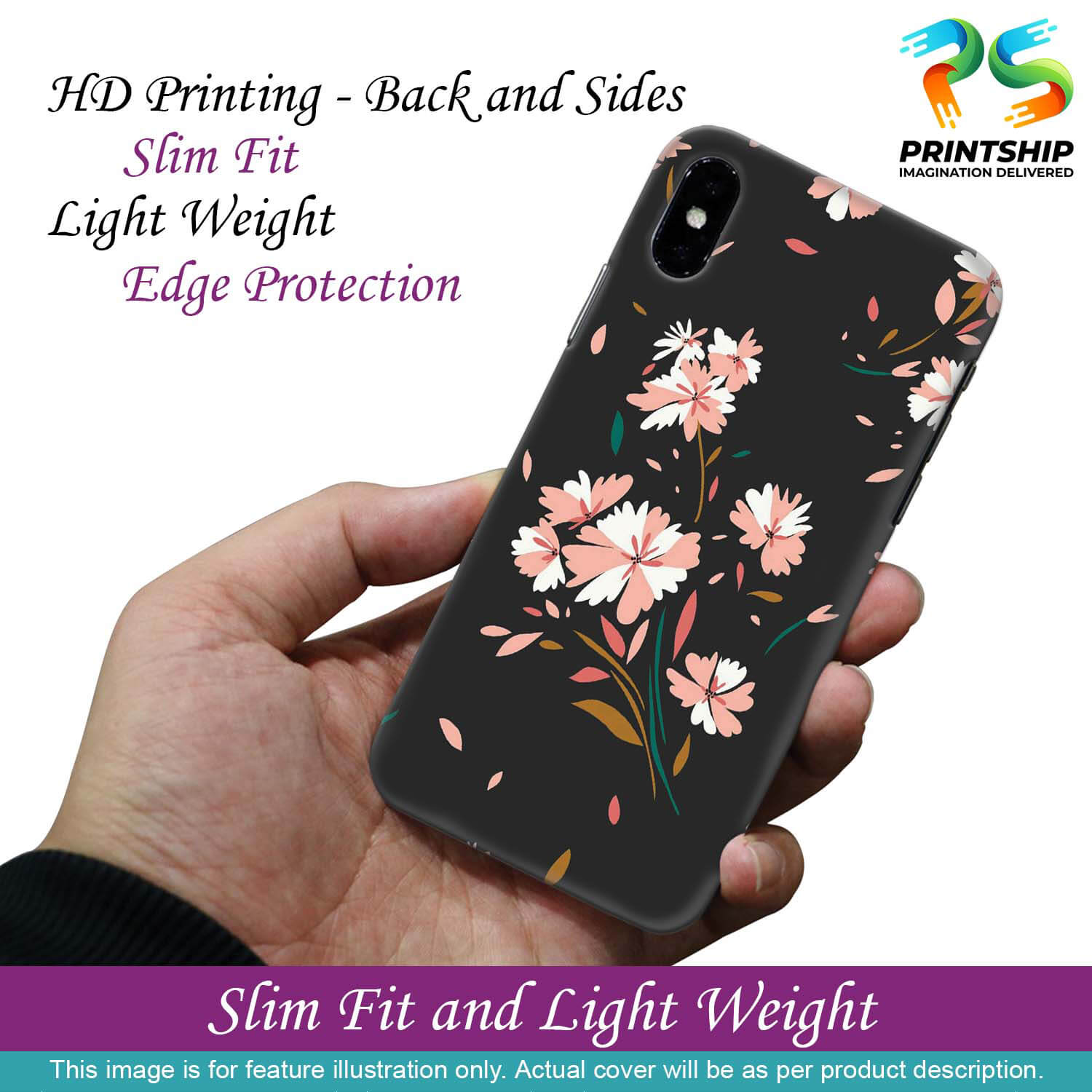 PS1328-Flower Pattern Back Cover for Samsung Galaxy A50-Image2