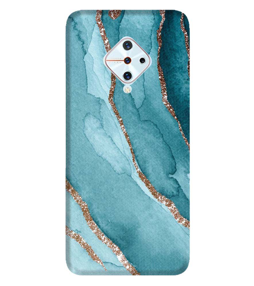 PS1329-Golden Green Marble Back Cover for Vivo S1 Pro
