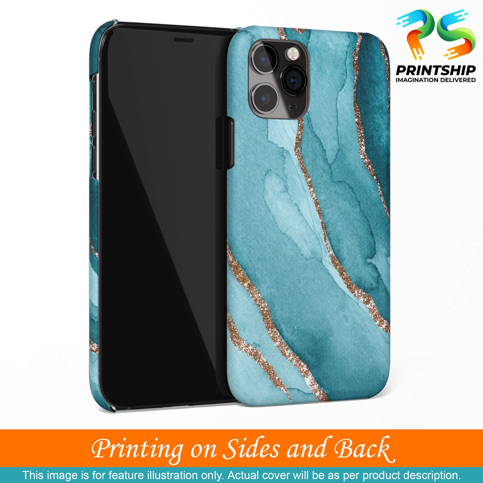 PS1329-Golden Green Marble Back Cover for Oppo A33-Image3