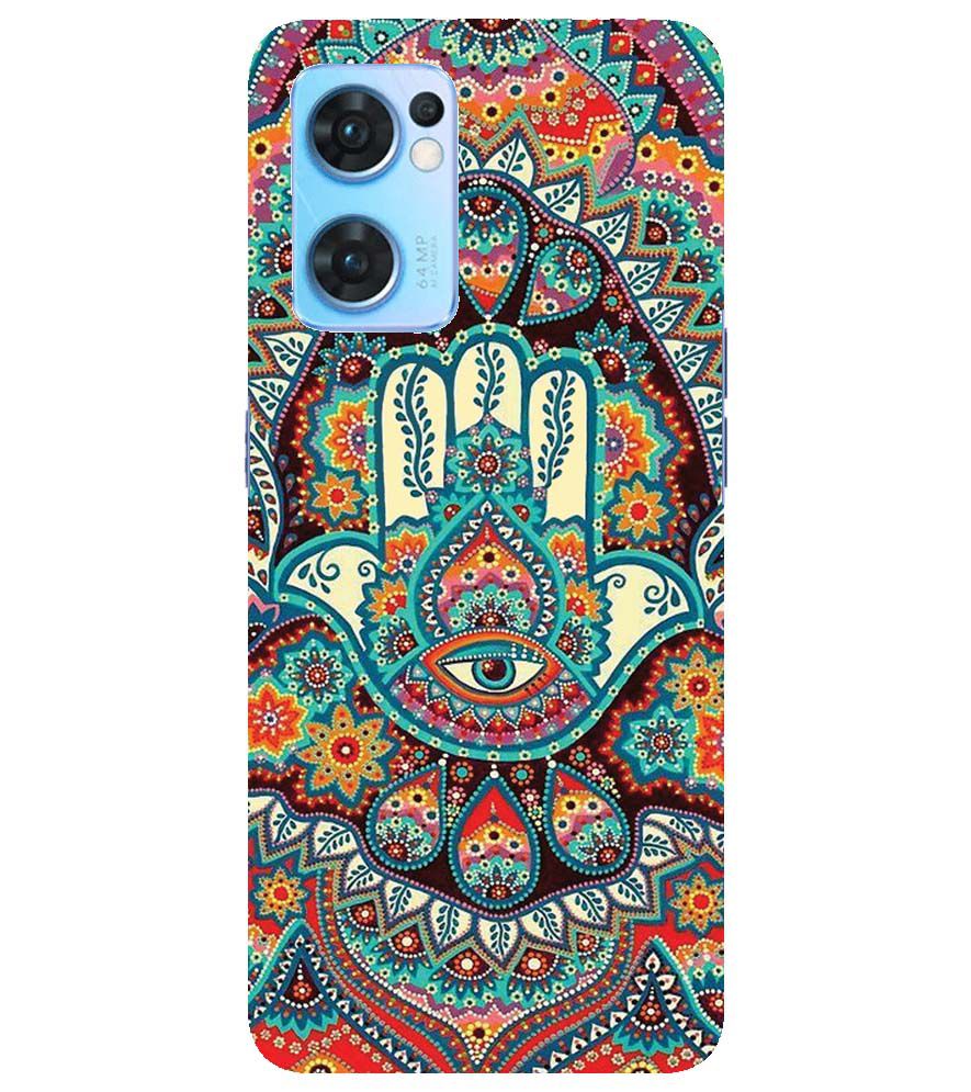 PS1336-Eye Hands Mandala Back Cover for Oppo Reno7 5G