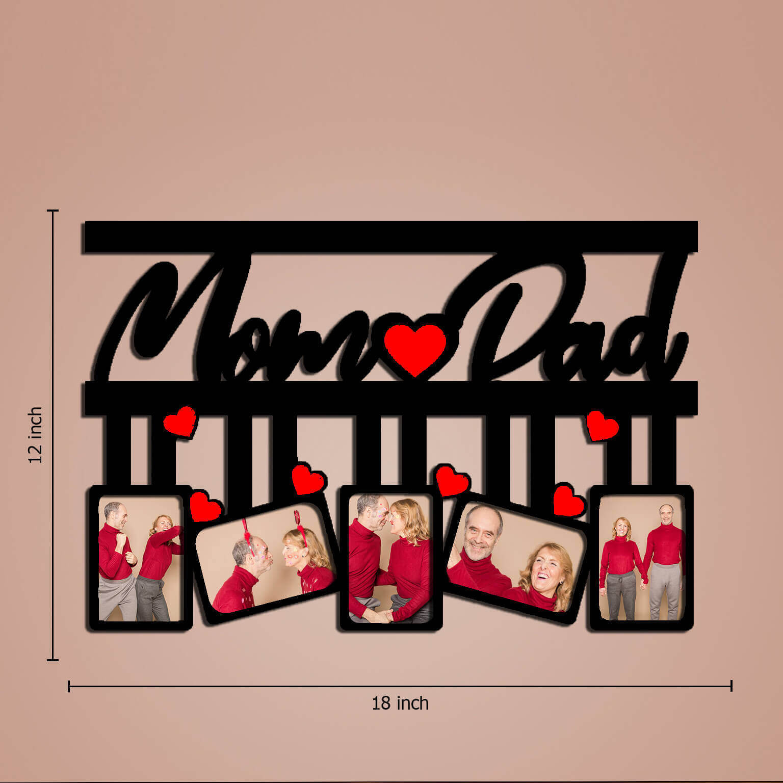 Family Love Display: Mom Dad Photo Frame for 5 Treasured Moments