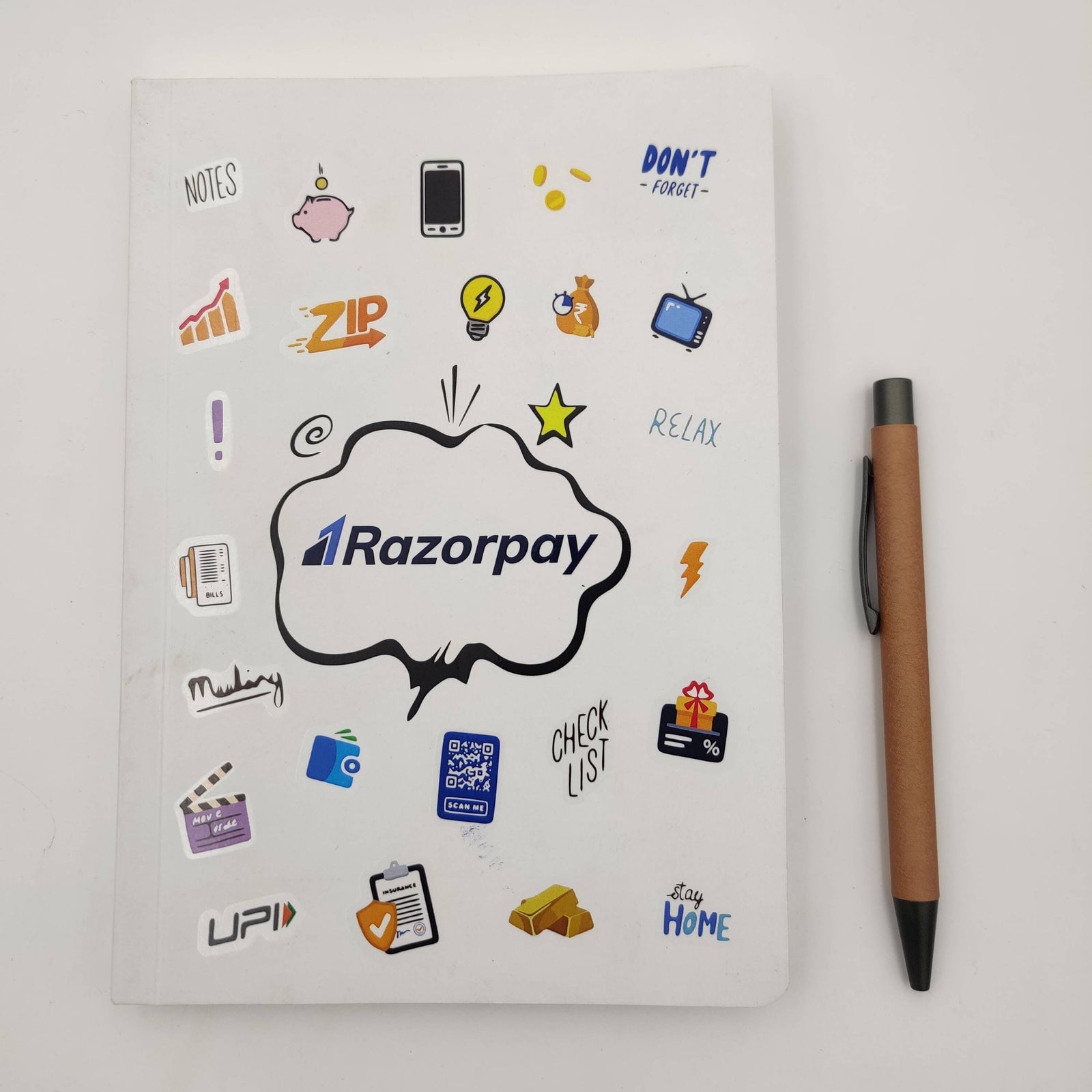 RazorPay Soft Bound Note Book With Raised UV - corporate gift by YuBingo