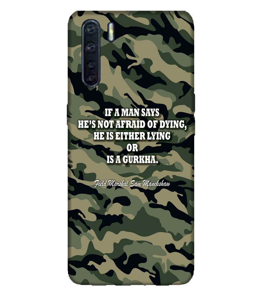 W0450-Indian Army Quote Back Cover for Oppo F15
