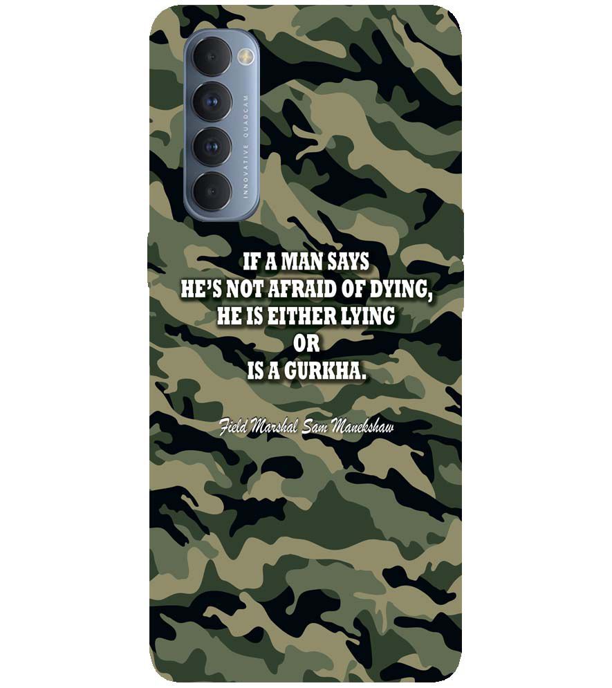 W0450-Indian Army Quote Back Cover for Oppo Reno4 Pro