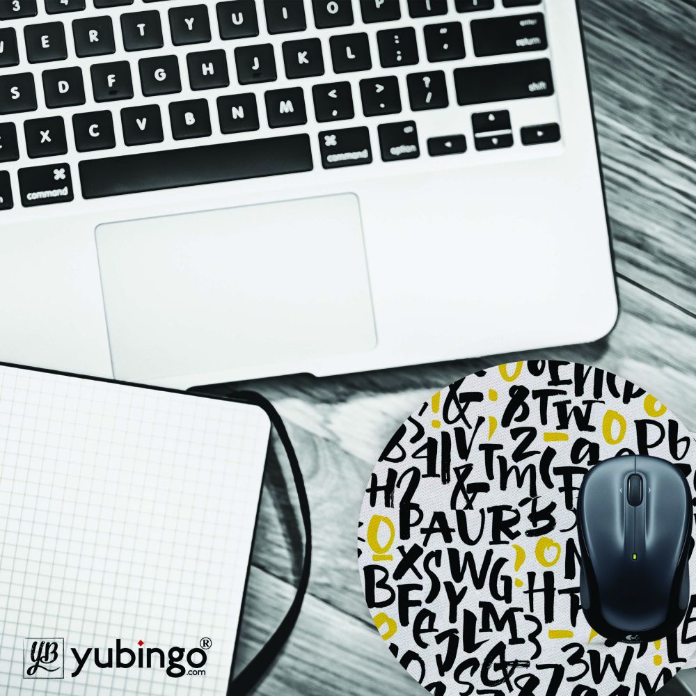Alphabets And Numbers Mouse Pad (Round)-Image4