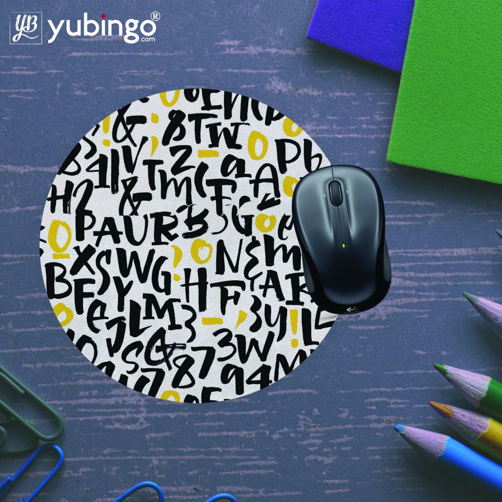Alphabets And Numbers Mouse Pad (Round)-Image5