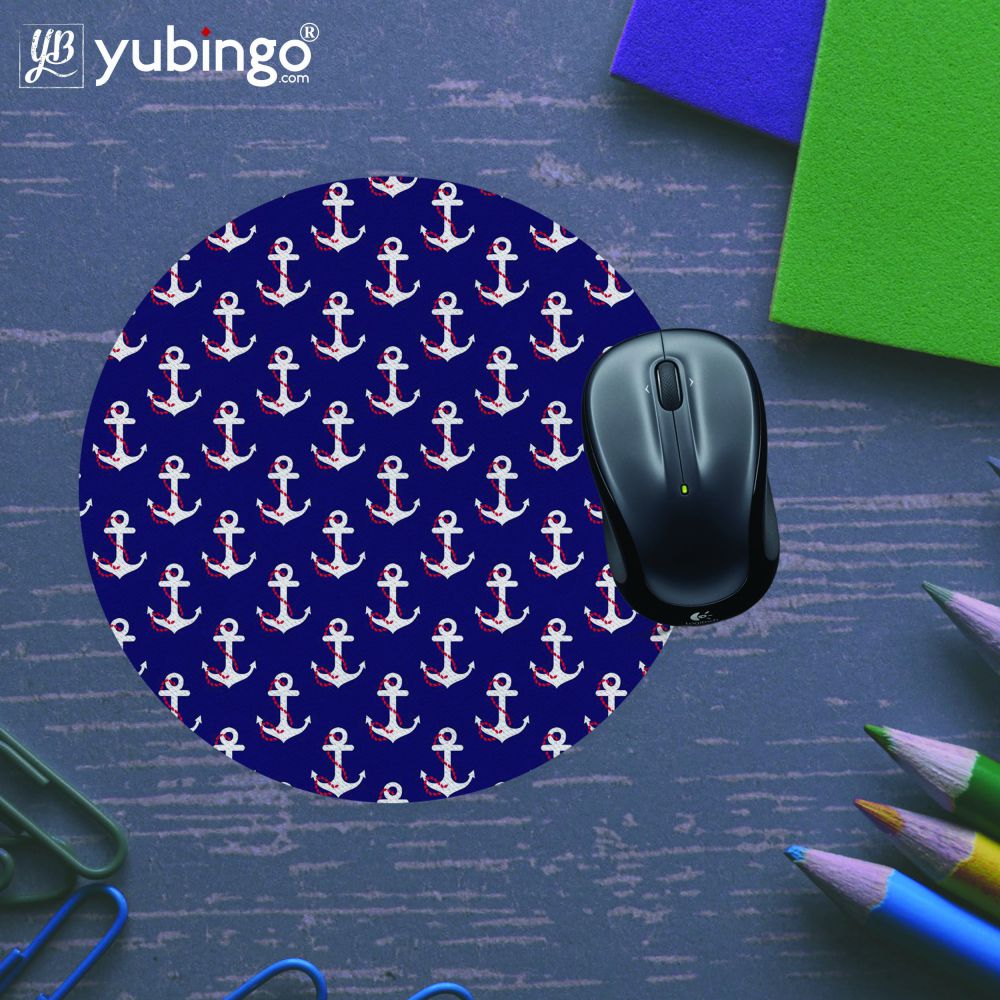Anchor Pattern Mouse Pad (Round)-Image5