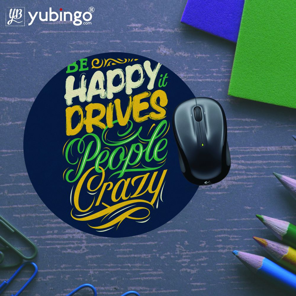 Be Happy Mouse Pad (Round)-Image5