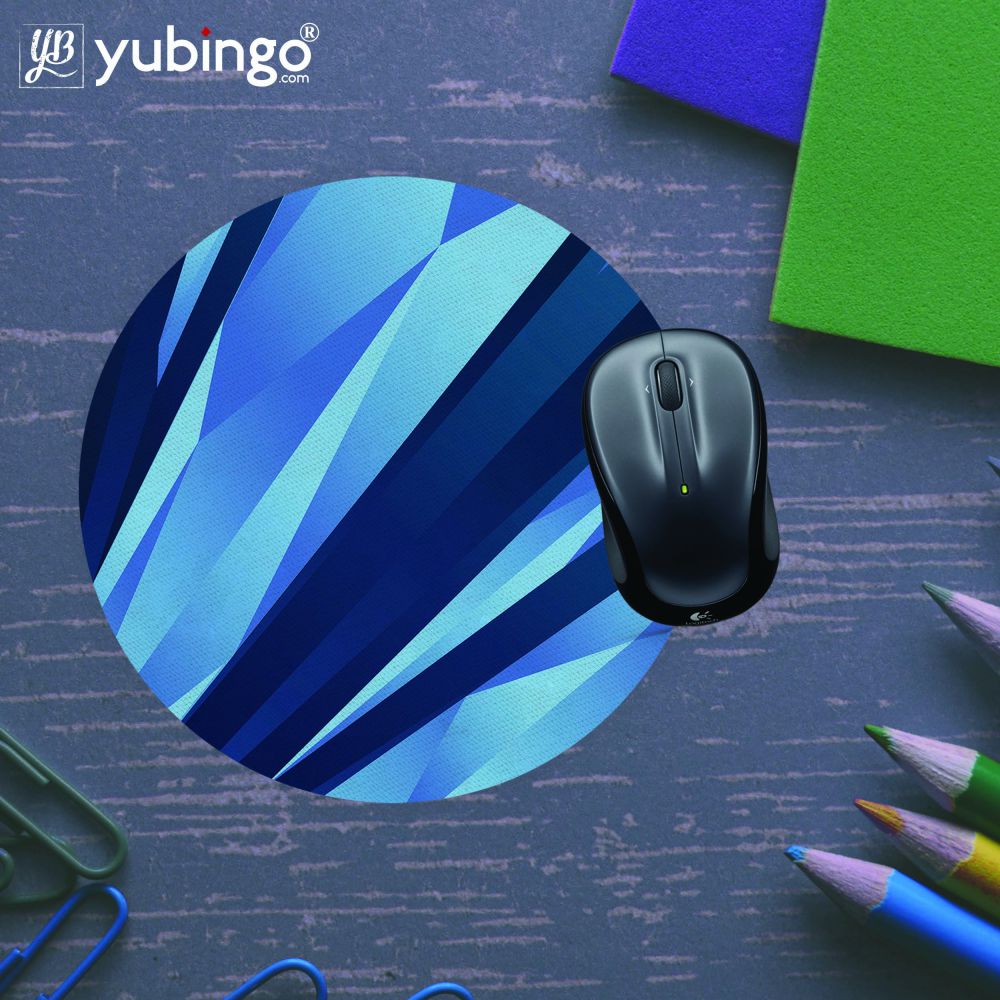 Blue Pattern Mouse Pad (Round)-Image5