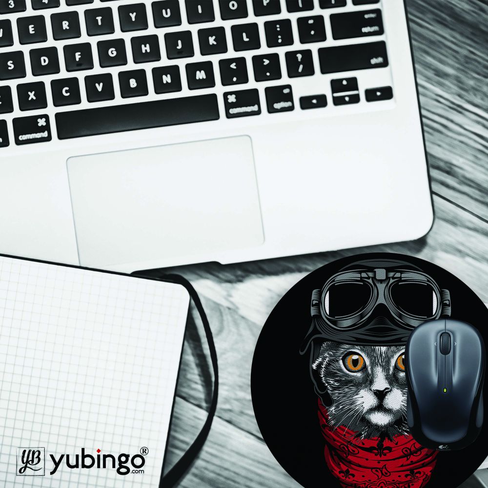 Cat Punk Mouse Pad (Round)-Image4