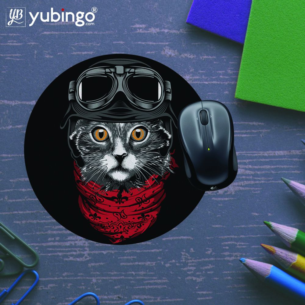 Cat Punk Mouse Pad (Round)-Image5