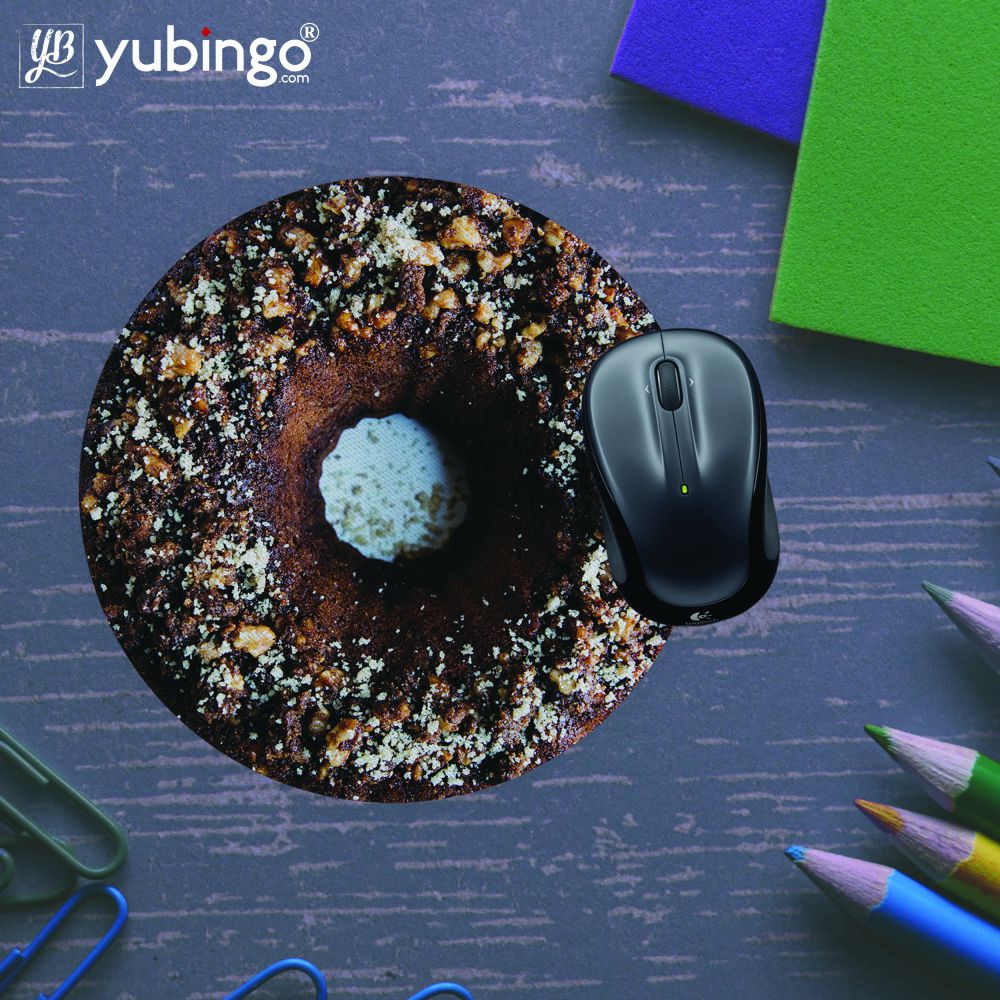 Chocolate Doughnut Mouse Pad (Round)-Image5