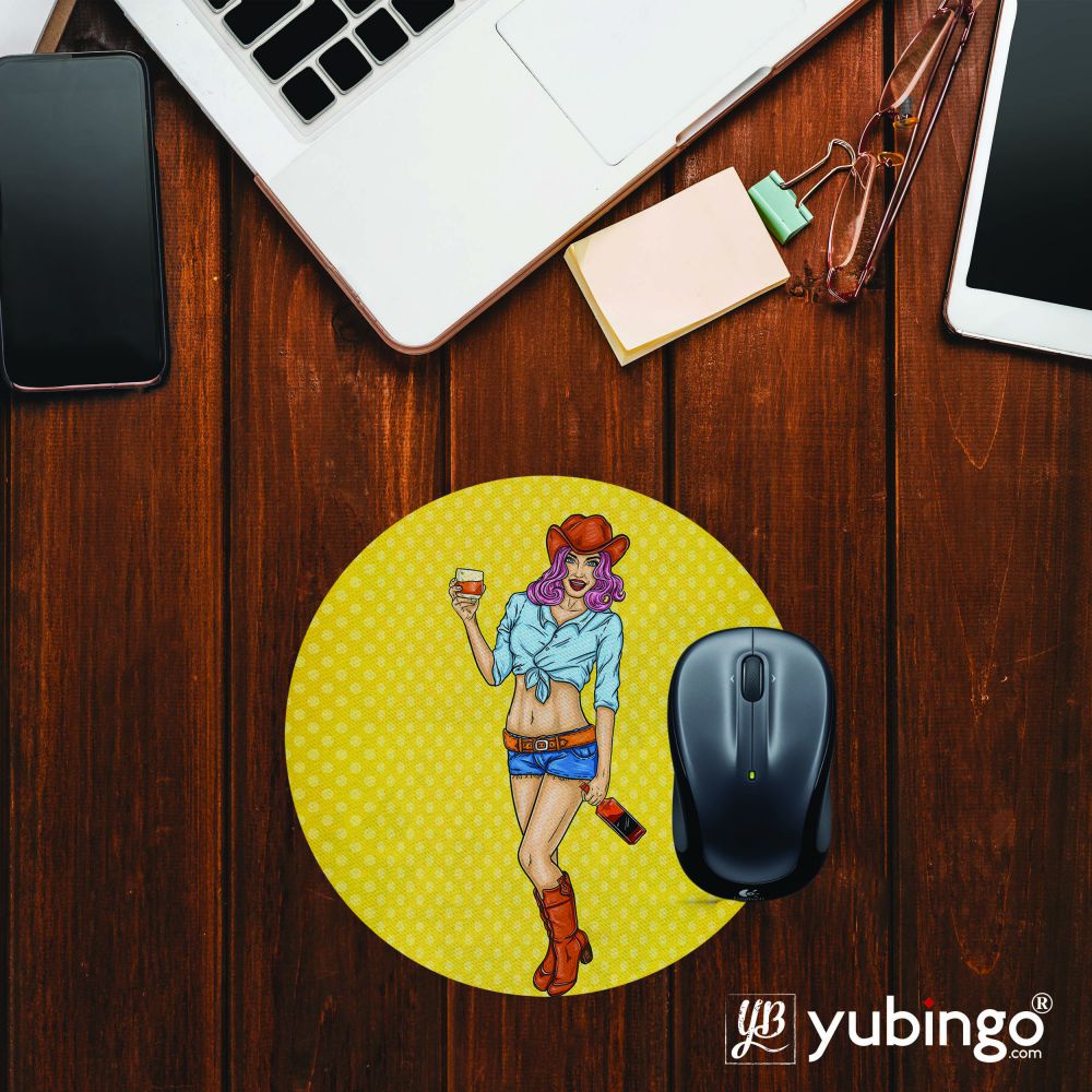 City Girl Mouse Pad (Round)-Image2