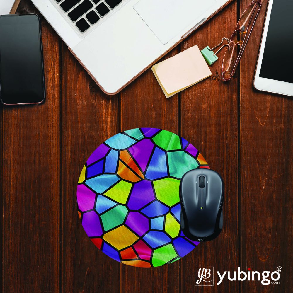 Colourful Mosaic Mouse Pad (Round)-Image2