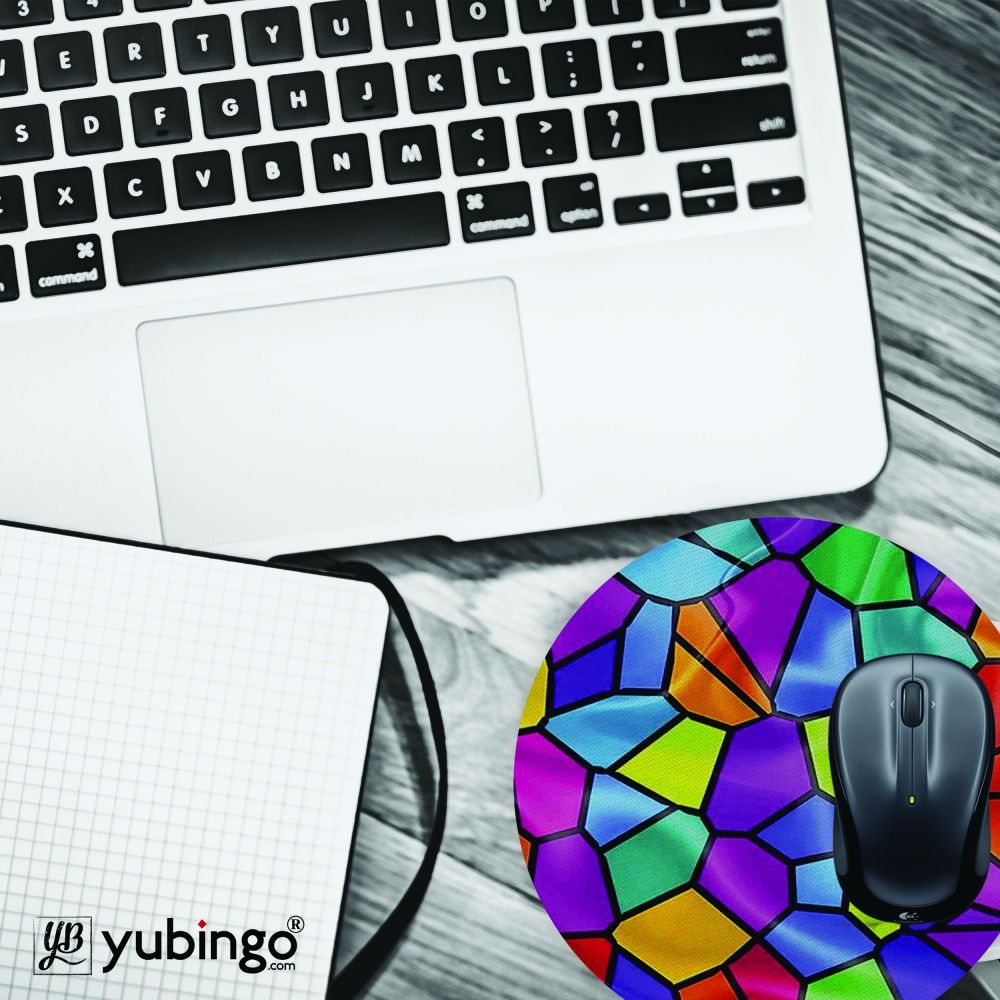 Colourful Mosaic Mouse Pad (Round)-Image4